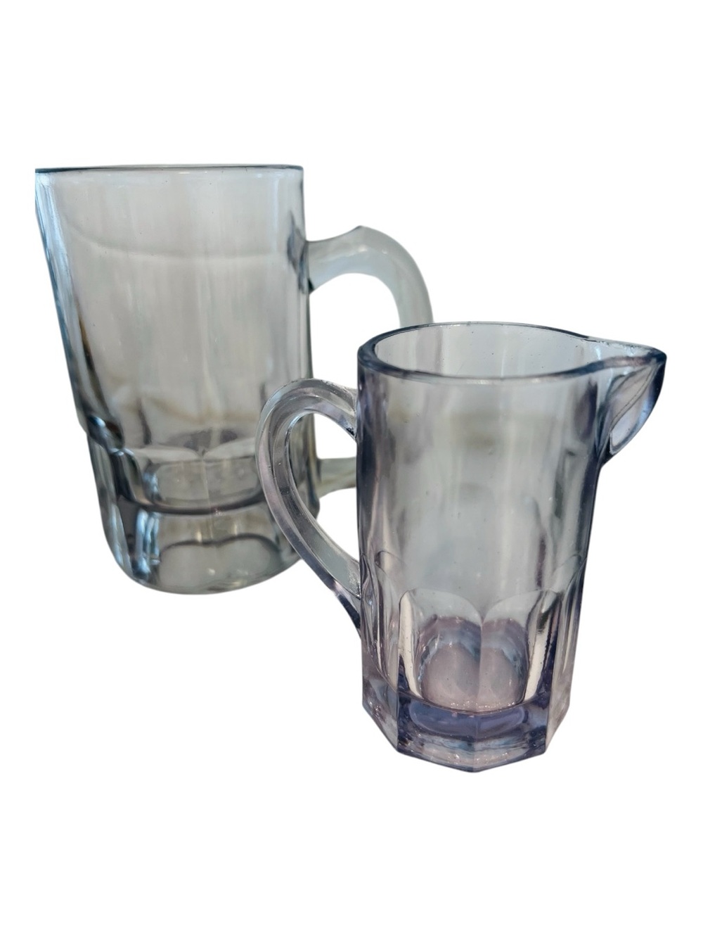 Vintage Libbey Lavender Glass Beer Stein & Creamer Pitcher Set MCM Heavy Glass